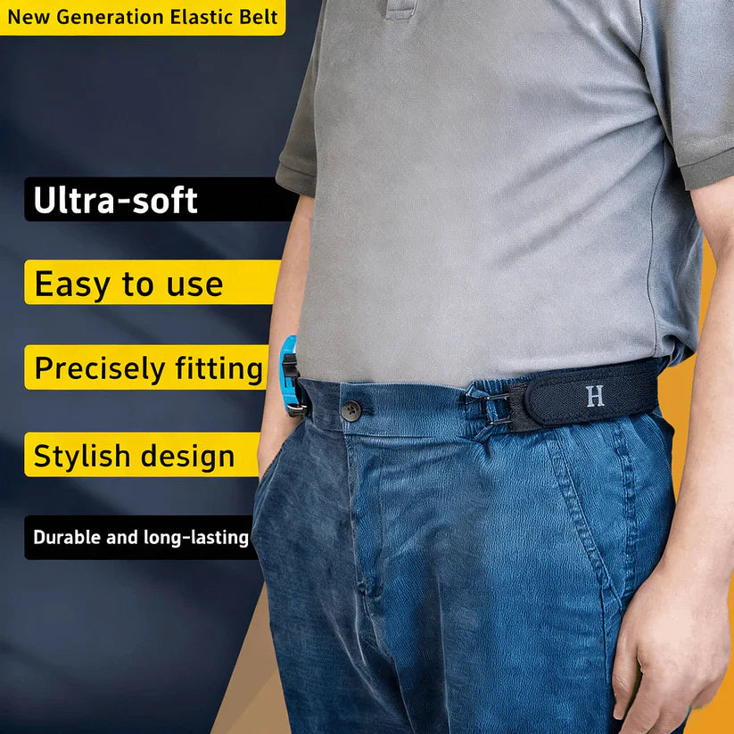 No-Buckle Stretch Belt for Men & Women 🔥 Invisible Fit | Adjustable Metal Hook Comfort Belt ✨