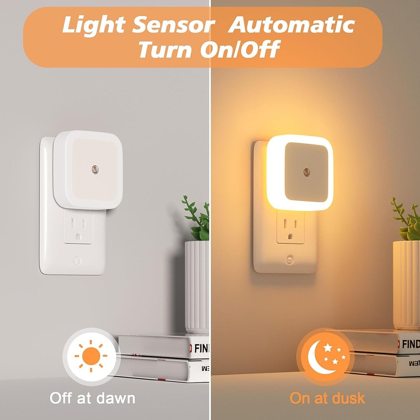 🌙Buy 2 Get 1 Free Light Sensor Plug-In Night Light – Soft Warm Glow for Bedroom, Bathroom & Hallway ✨