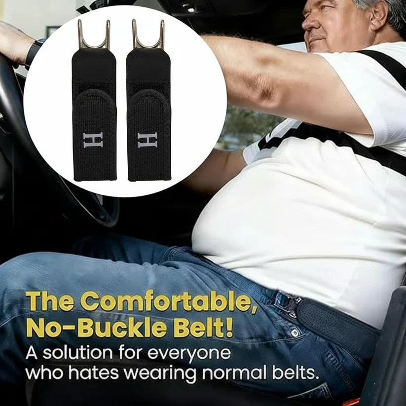 No-Buckle Stretch Belt for Men & Women 🔥 Invisible Fit | Adjustable Metal Hook Comfort Belt ✨