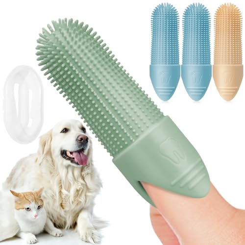 Buy 1 Get 2 Free 360° Cleaning Finger Toothbrush for Dogs & Cats – Food-Grade Silicone, Fits Most Fingers
