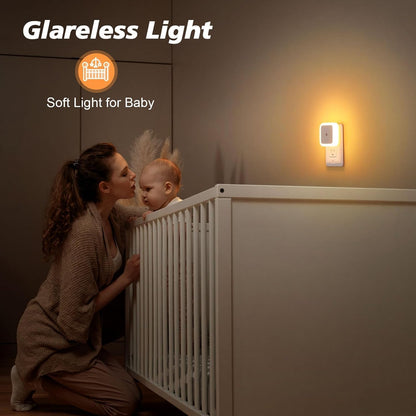 🌙Buy 2 Get 1 Free Light Sensor Plug-In Night Light – Soft Warm Glow for Bedroom, Bathroom & Hallway ✨
