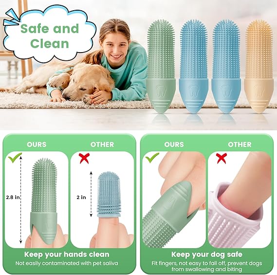 Buy 1 Get 2 Free 360° Cleaning Finger Toothbrush for Dogs & Cats – Food-Grade Silicone, Fits Most Fingers