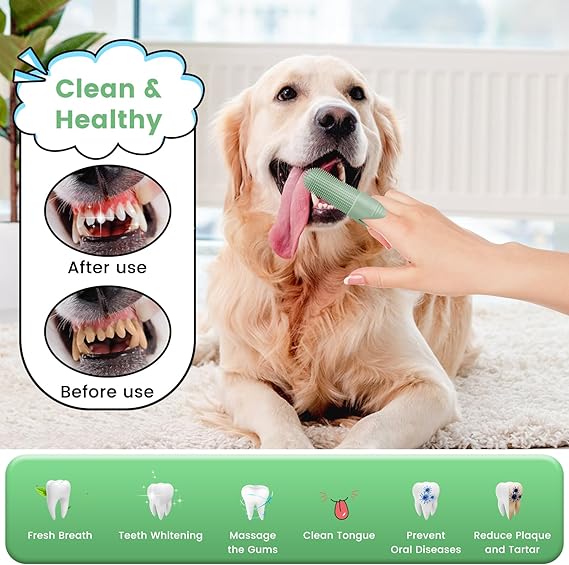 Buy 1 Get 2 Free 360° Cleaning Finger Toothbrush for Dogs & Cats – Food-Grade Silicone, Fits Most Fingers