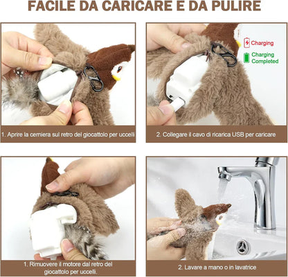 🐦 Electric Flapping Bird Cat Toy – Plush Chirping Sparrow Interactive Toy for Cats 🐱✨