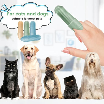 Buy 1 Get 2 Free 360° Cleaning Finger Toothbrush for Dogs & Cats – Food-Grade Silicone, Fits Most Fingers