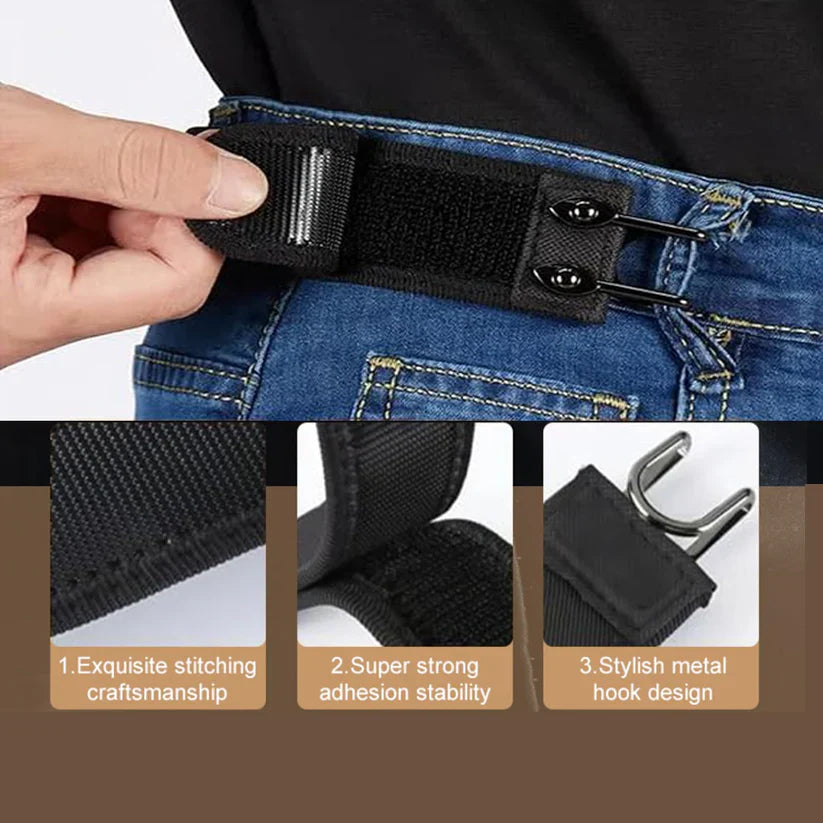 No-Buckle Stretch Belt for Men & Women 🔥 Invisible Fit | Adjustable Metal Hook Comfort Belt ✨