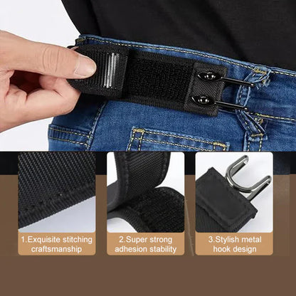 No-Buckle Stretch Belt for Men & Women 🔥 Invisible Fit | Adjustable Metal Hook Comfort Belt ✨