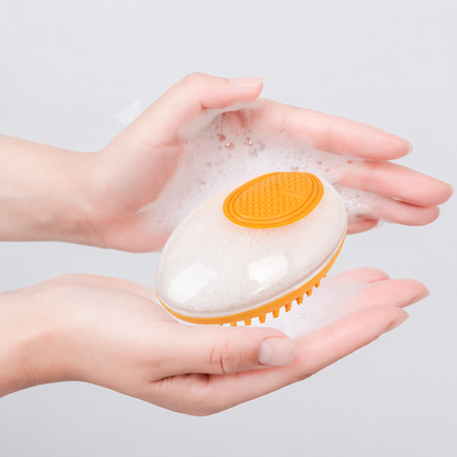 Pet Bath Brush with Soap Dispenser – Deep Clean & Gentle Massage in One