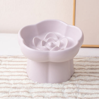 Elevated Flower Slow Feeder Cat Bowl – Anti-Choking & Neck Support Design