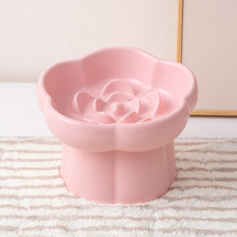 Elevated Flower Slow Feeder Cat Bowl – Anti-Choking & Neck Support Design