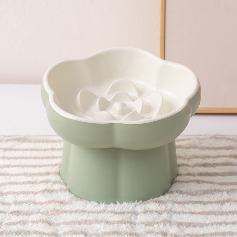 Elevated Flower Slow Feeder Cat Bowl – Anti-Choking & Neck Support Design