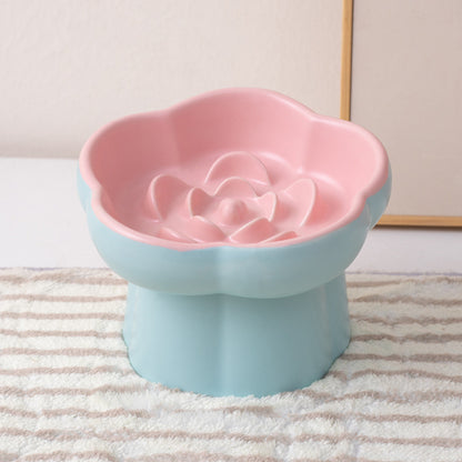 Elevated Flower Slow Feeder Cat Bowl – Anti-Choking & Neck Support Design