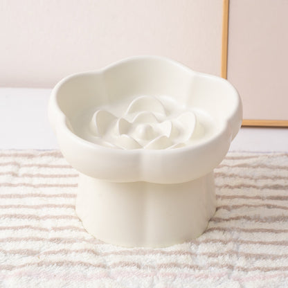 Elevated Flower Slow Feeder Cat Bowl – Anti-Choking & Neck Support Design