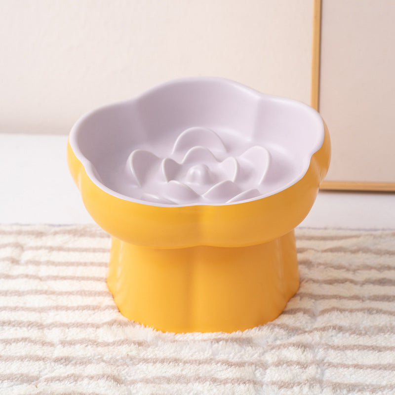 Elevated Flower Slow Feeder Cat Bowl – Anti-Choking & Neck Support Design