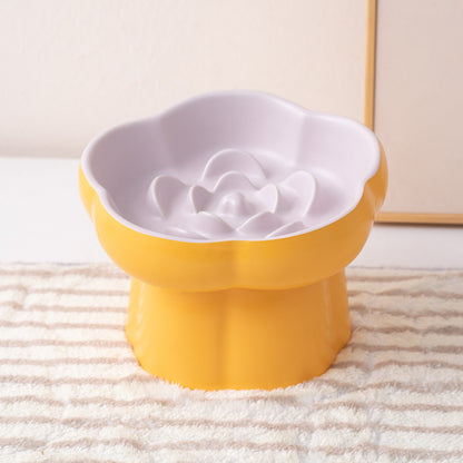 Elevated Flower Slow Feeder Cat Bowl – Anti-Choking & Neck Support Design