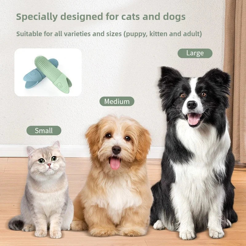Buy 1 Get 2 Free 360° Cleaning Finger Toothbrush for Dogs & Cats – Food-Grade Silicone, Fits Most Fingers