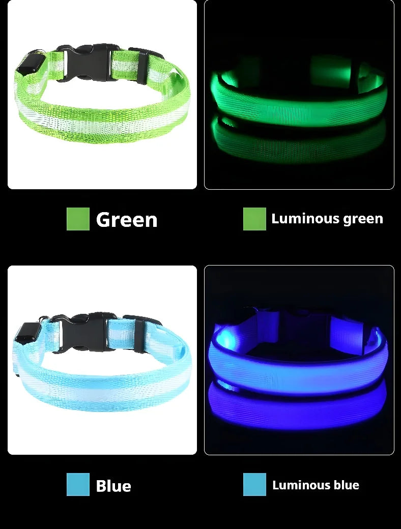 ✨ LED Light-Up Dog Collar – Rechargeable Flashing Night Safety Glow Collar for Dogs 🐕🔦