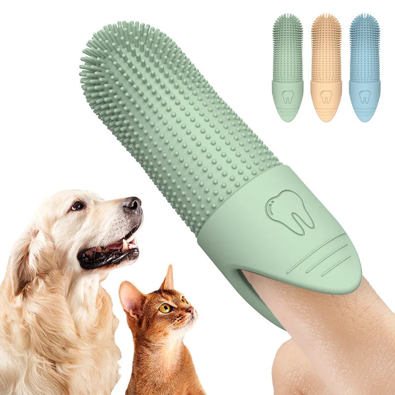 Buy 1 Get 2 Free 360° Cleaning Finger Toothbrush for Dogs & Cats – Food-Grade Silicone, Fits Most Fingers