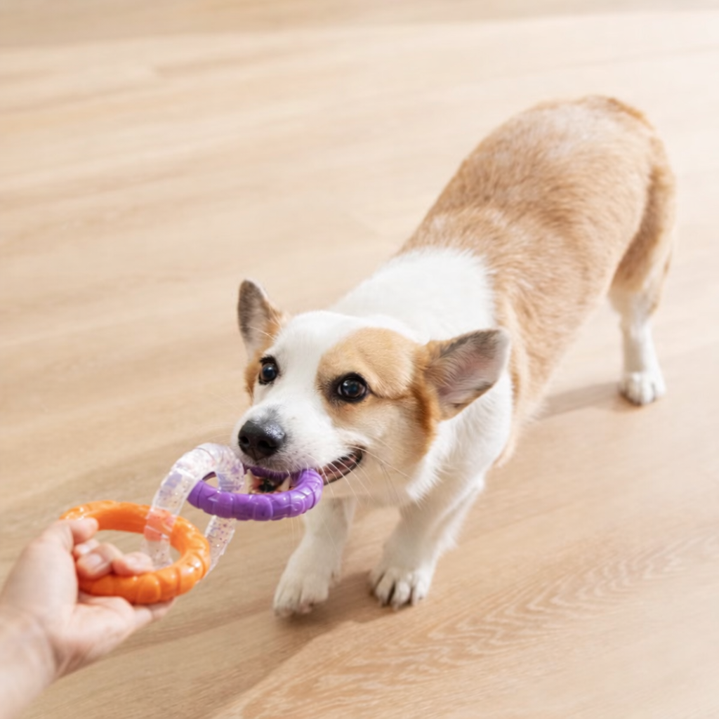 Interactive Dog Tug Ring Toy – Durable Chew & Teeth Cleaning Ring